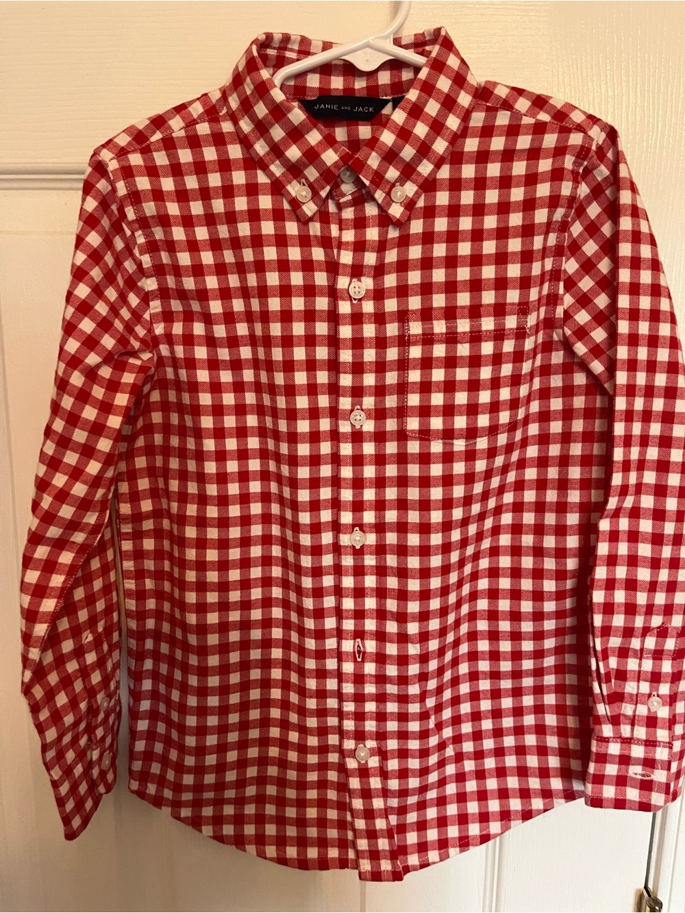 Janie and Jack Red & White Gingham Button-Down flannel Shirt - boys